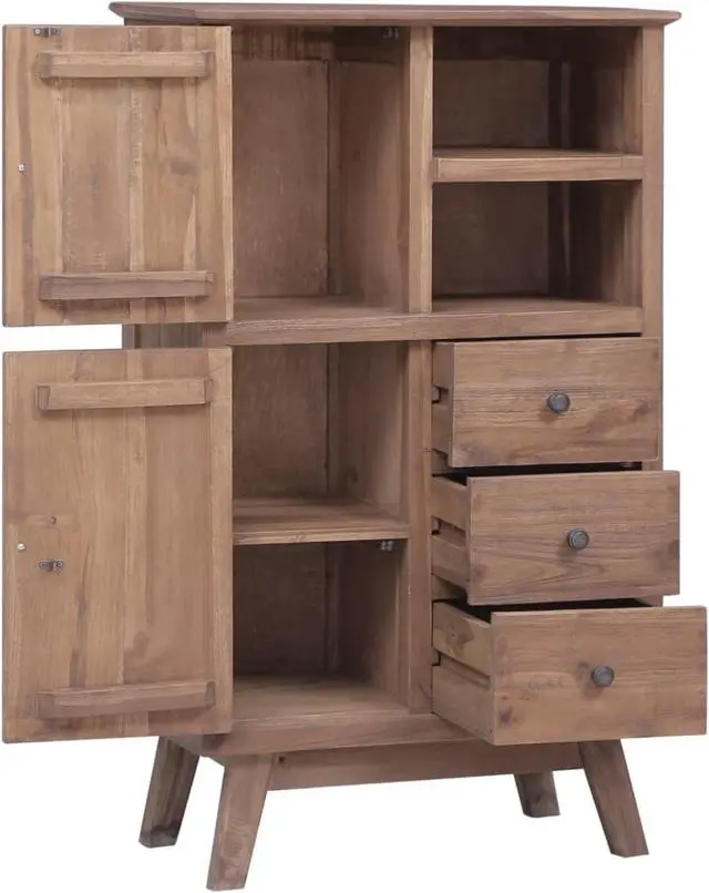 Alt view image 12 of 13 - vidaXL Sideboard Side Cabinet with 3 Shelves and 3 Drawers Solid Teak Wood