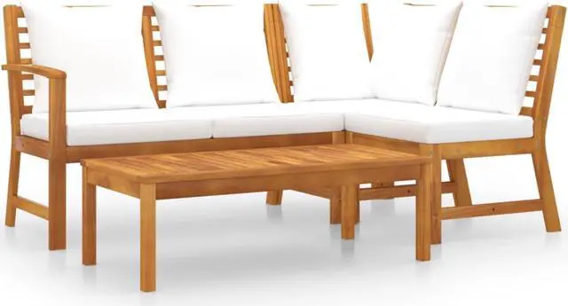 Main image of vidaXL 4 Piece Garden Lounge Set with Cushion Cream Solid Acacia Wood