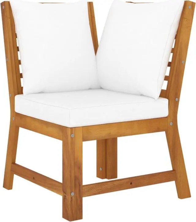 Alt view image 4 of 12 - vidaXL 4 Piece Garden Lounge Set with Cushion Cream Solid Acacia Wood