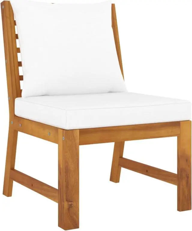 Alt view image 5 of 12 - vidaXL 4 Piece Garden Lounge Set with Cushion Cream Solid Acacia Wood