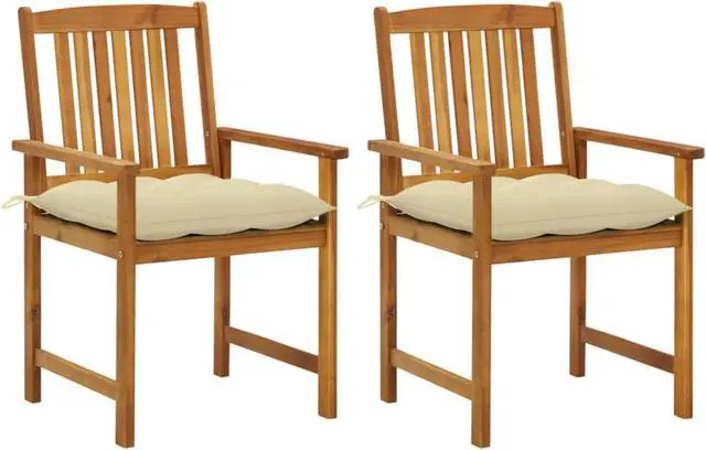 Main image of vidaXL Director's Chairs with Cushions 2 pcs Solid Acacia Wood