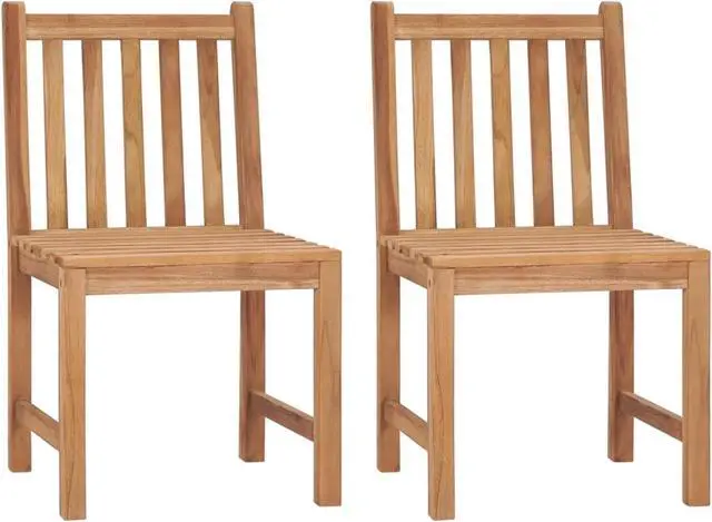 Alt view image 3 of 13 - vidaXL Garden Chairs 2 pcs with Cushions Solid Teak Wood