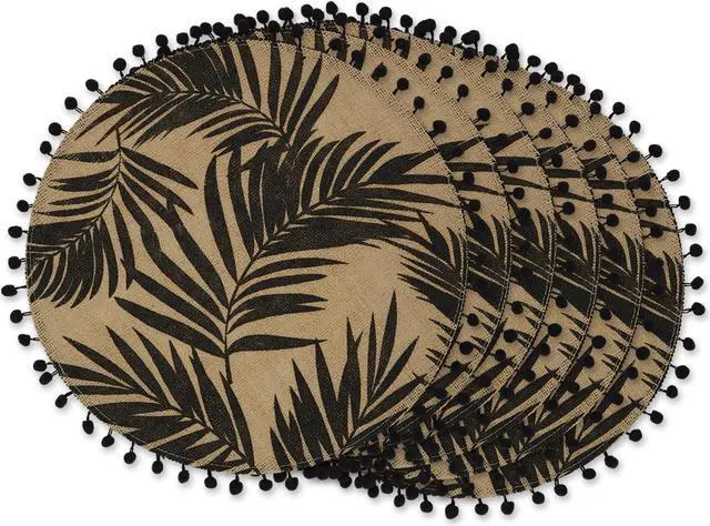 Main image of DII Black Fern Print On Natural Round Jute Placemat (Set of 6)