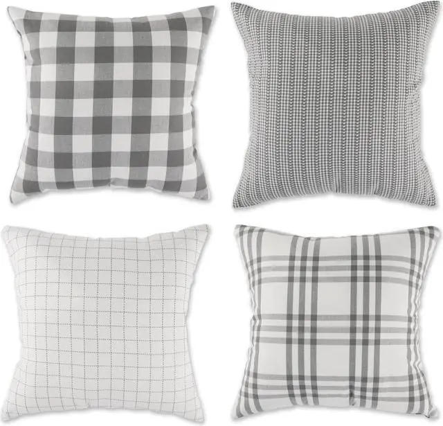 Main image of DII Asst Gray Farmhouse Pillow Cover 18x18 inch, 4 Piece