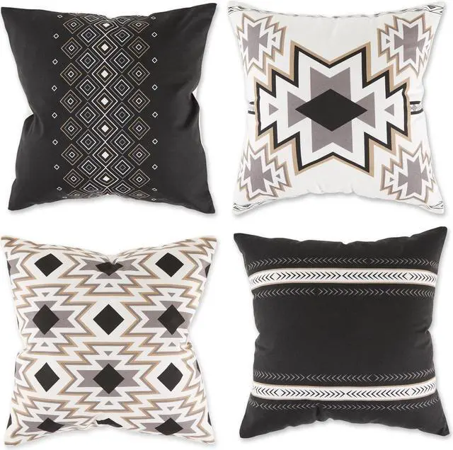 Main image of DII Black Aztec Print Pillow Cover  (Set of 4)
