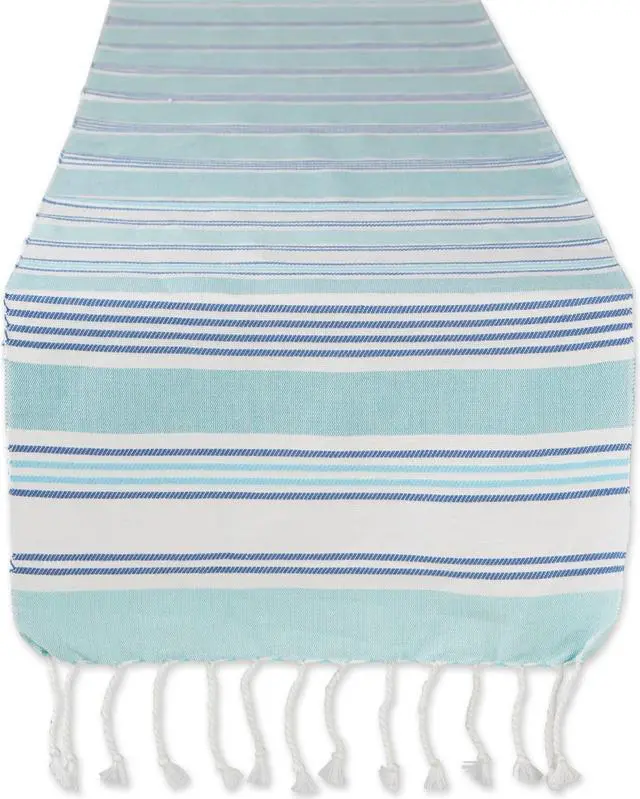 Main image of DII Tidal Stripe Fouta Table Runner 14x72