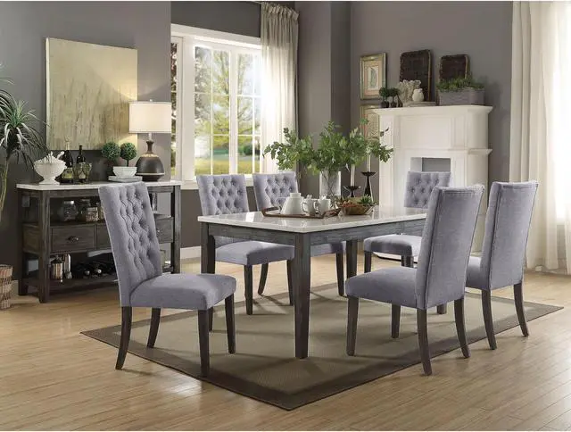 Main image of Ergode Dining Table White Marble & Gray Oak