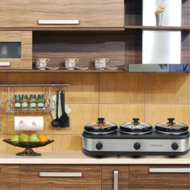 Alt view image 8 of 15 - Frigidaire ESC3105-SS Stainless Steel Buffet Triple Slow Cooker