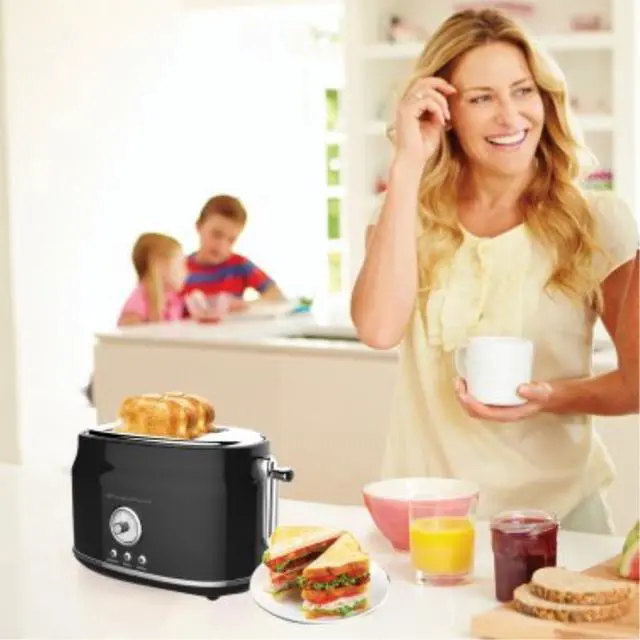 Alt view image 4 of 15 - Frigidaire ETO102-BLACK 2-Slice 900-Watt Retro Stainless Steel Toaster (Black)
