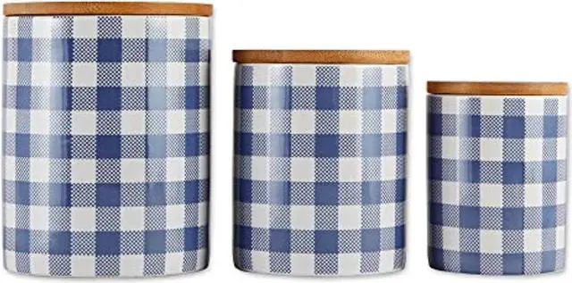 Main image of DII Blue Buffalo Check Ceramic Canister (Set of 3)