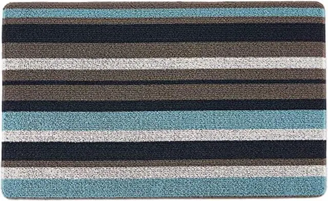 Main image of DII Blue And Gray Stripe Tufted Loop Textilene Mat 17.75x29.5 inches