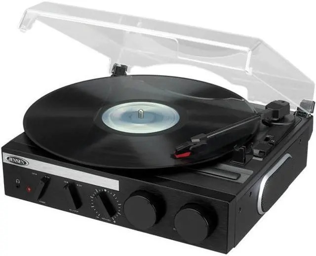 Alt view image 3 of 3 - Jensen JTA-230R Speed Stereo Turntable with Built-in Speakers