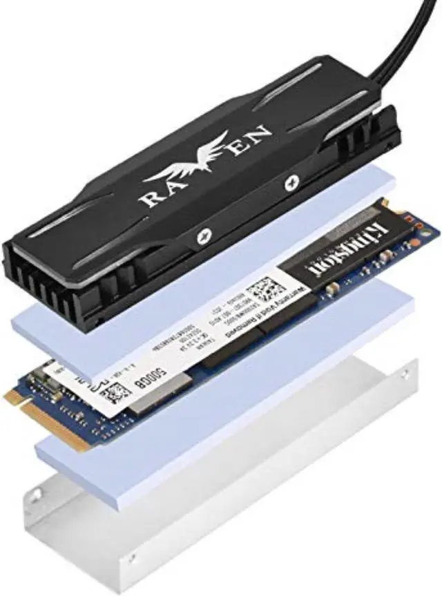 Alt view image 2 of 7 - 5V ARGB lighting, SATA/NVMe, NGFF/M.2 SSD aliminum heatsink cooling kit with high efficiency thermal pad