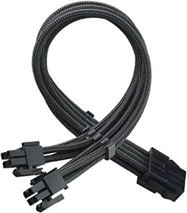 Main image of SST-PP07E-EPS8B,  4+4 pin black sleeve extension cable, 18AWG, black cable comb x 4