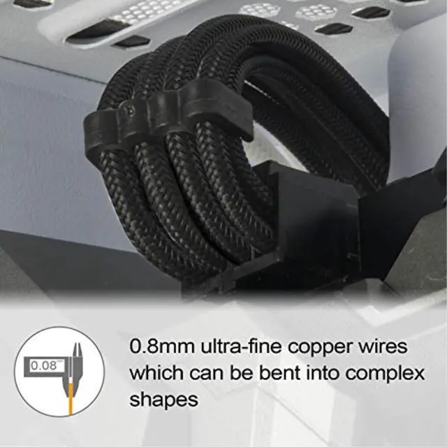 Alt view image 3 of 14 - SST-PP07E-EPS8B,  4+4 pin black sleeve extension cable, 18AWG, black cable comb x 4
