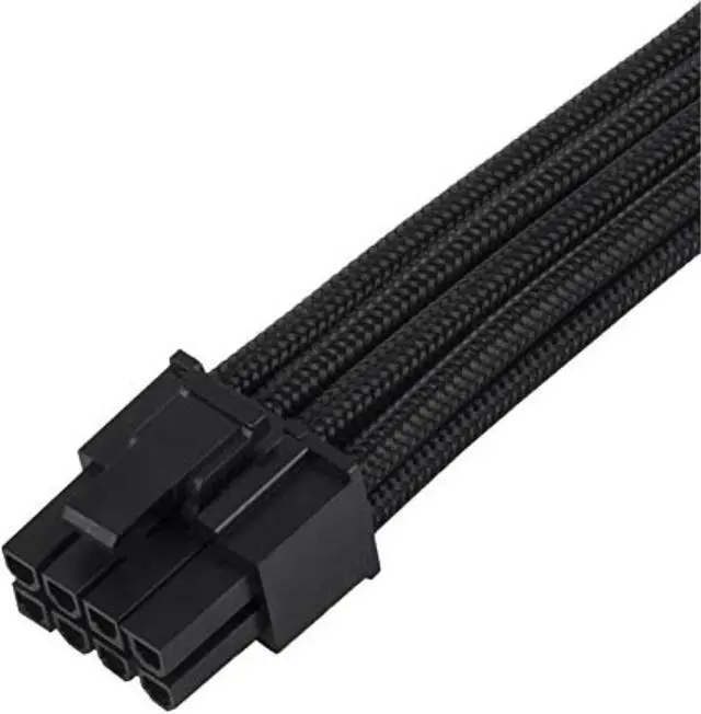 Alt view image 6 of 14 - SST-PP07E-EPS8B,  4+4 pin black sleeve extension cable, 18AWG, black cable comb x 4