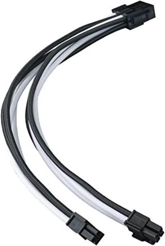 Alt view image 5 of 14 - SST-PP07E-EPS8BW,  4+4 pin black-white sleeve extension cable, 18AWG, black cable comb x 4
