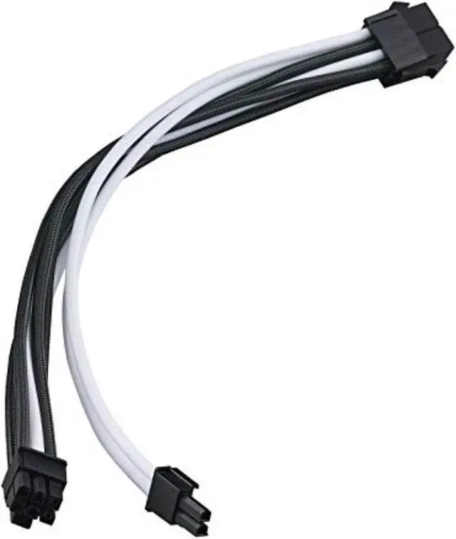 Alt view image 5 of 14 - SST-PP07E-PCIBW,  6+2pin black-white sleeve extension cable, 18AWG, black cable comb x 4