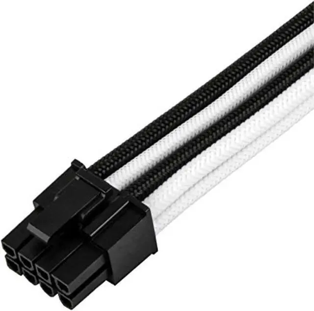 Alt view image 6 of 14 - SST-PP07E-PCIBW,  6+2pin black-white sleeve extension cable, 18AWG, black cable comb x 4