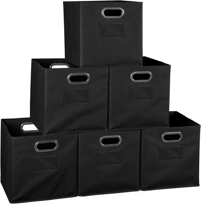 Main image of Niche Cubo Set of 6 Foldable Fabric Storage Bins- Black