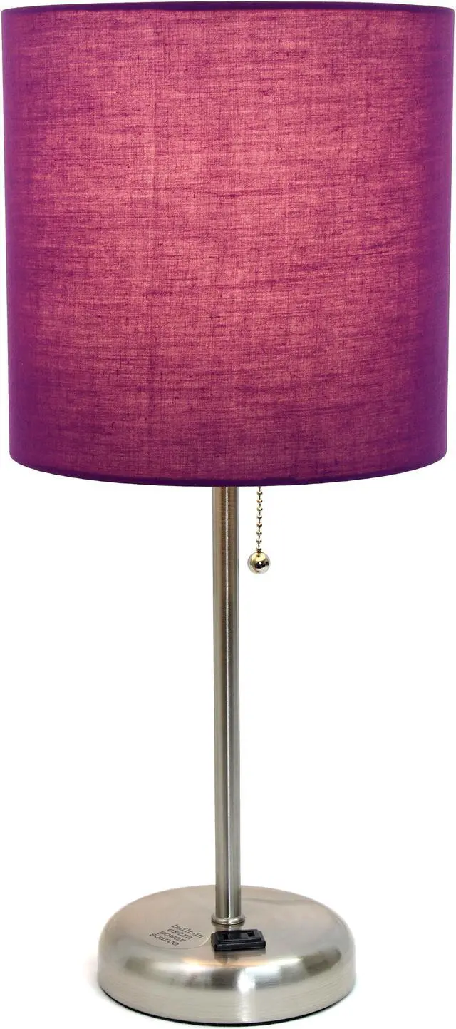 Alt view image 2 of 15 - LimeLights Stick Lamp with Charging Outlet and Fabric Shade