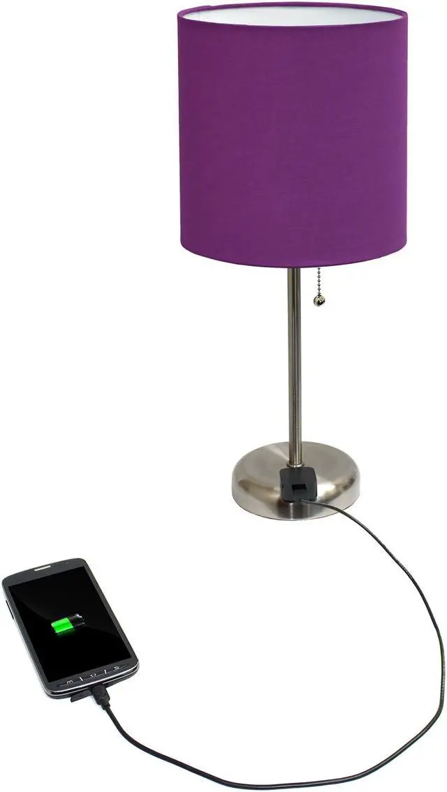 Alt view image 3 of 15 - LimeLights Stick Lamp with Charging Outlet and Fabric Shade
