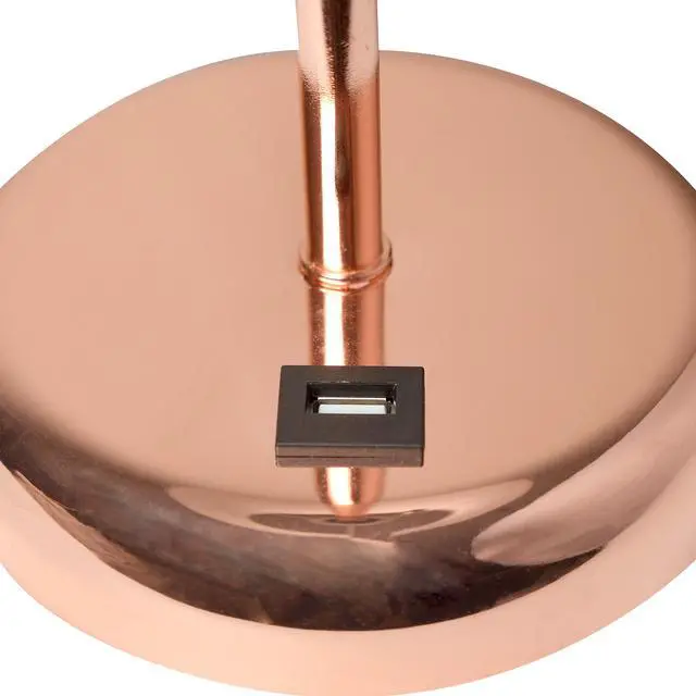 Alt view image 3 of 16 - LimeLights Rose Gold Stick Lamp with USB charging port and Fabric Shade, White