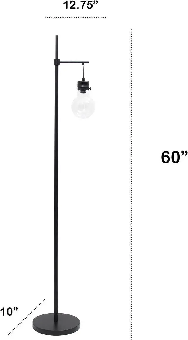 Alt view image 4 of 8 - Lalia Home Black Matte 1 Light Beacon Floor Lamp with Clear glass shade