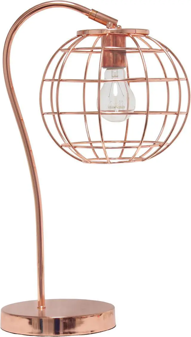 Main image of Lalia Home Arched Metal Cage Table Lamp, Rose Gold