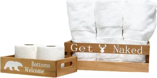 Alt view image 16 of 20 - Elegant Designs Three Piece Decorative Wood Bathroom Set, Small, Cabin/Lodge/Rustic  (1 Towel Holder, 1 Frame, 1 Toilet Paper Holder)