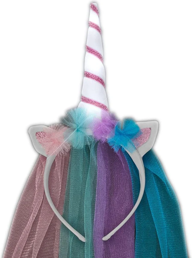 Main image of Light Up Princess Unicorn Ears with Veil Headband