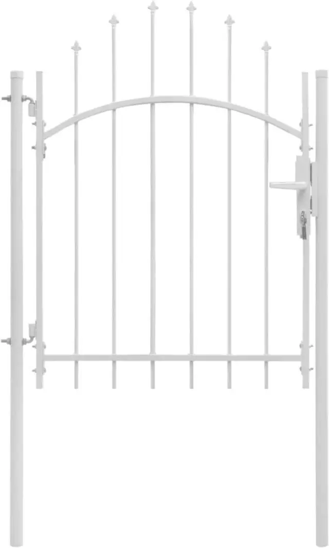 Alt view image 4 of 12 - vidaXL Fence Gate Metal Fence Post Garden Gate for Outdoor Patio Steel White