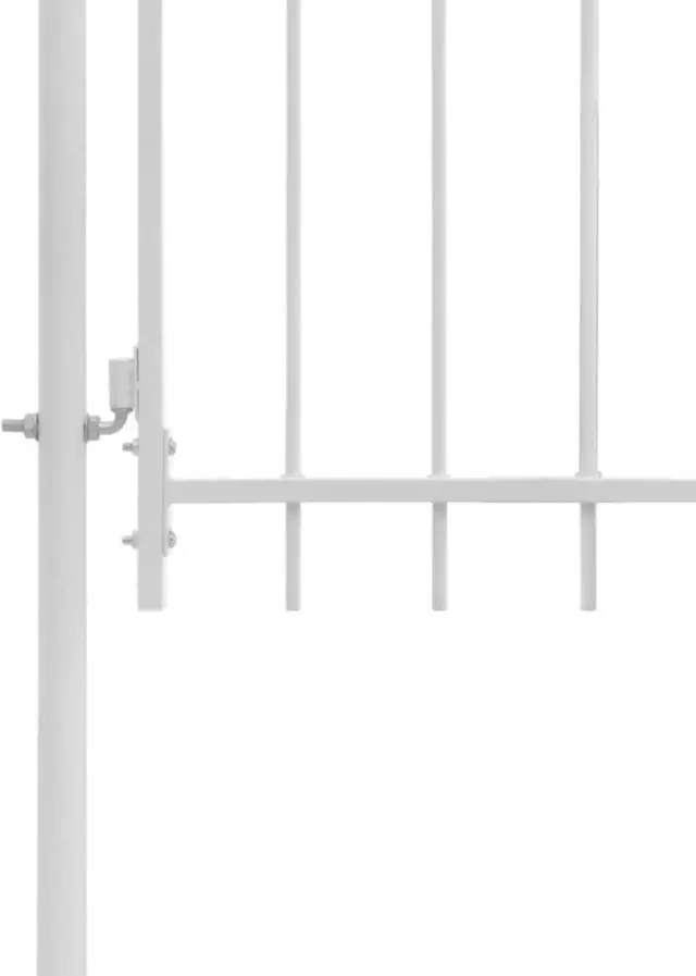 Alt view image 6 of 12 - vidaXL Fence Gate Metal Fence Post Garden Gate for Outdoor Patio Steel White