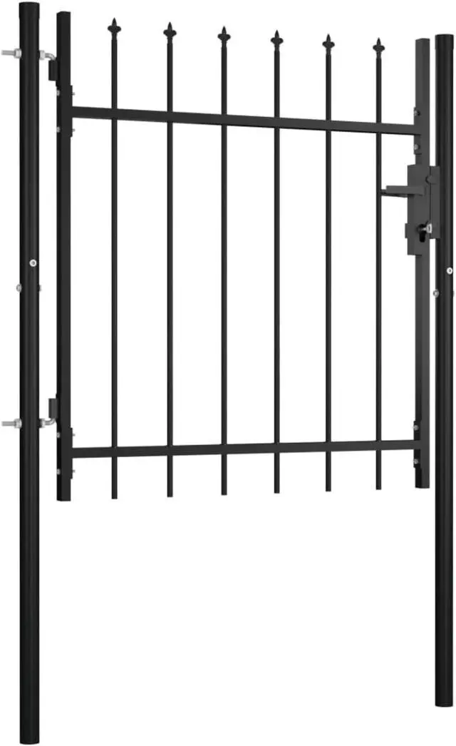 Alt view image 5 of 10 - vidaXL Door Fence Gate with Spear Top 39.4"x29.5" Outdoor Patio Garden Barrier