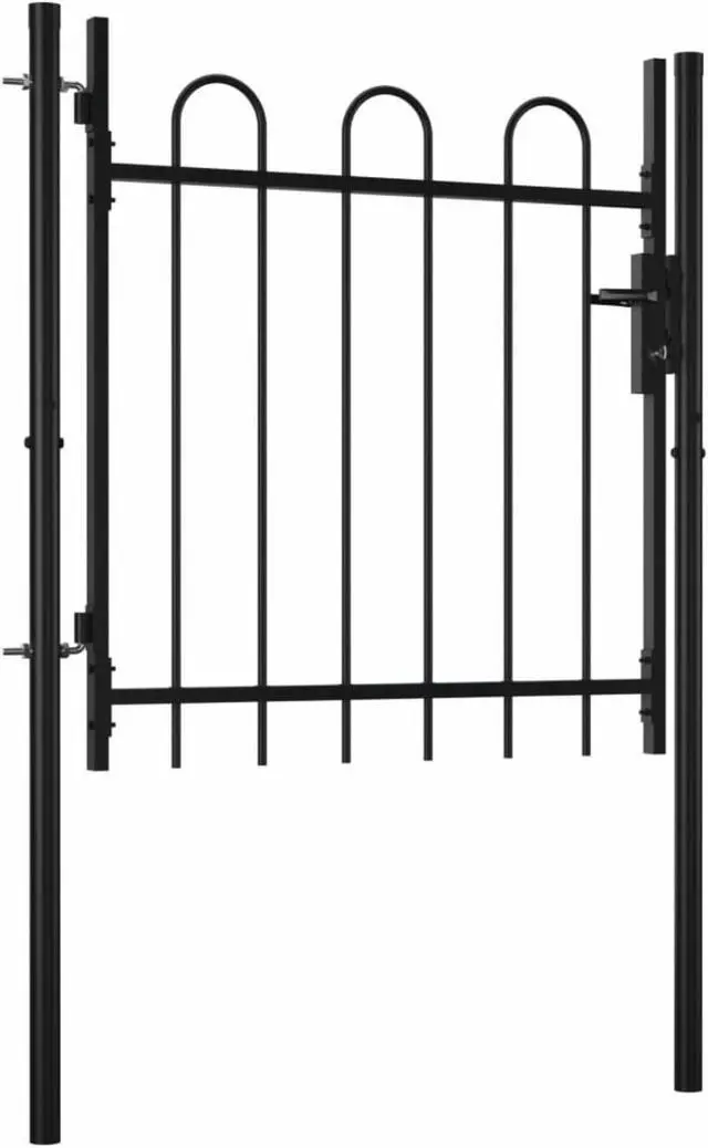 Alt view image 5 of 11 - vidaXL Single Door Fence Gate with Hoop Top 39.4" x 29.5"