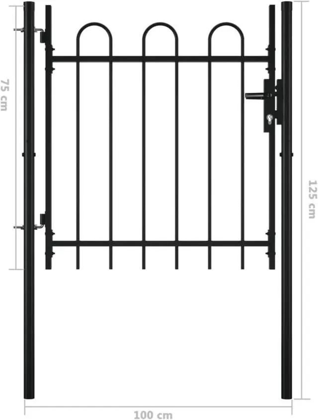 Alt view image 8 of 11 - vidaXL Single Door Fence Gate with Hoop Top 39.4" x 29.5"