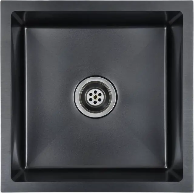 Alt view image 8 of 19 - vidaXL Kitchen Sink Undermount Sink with Strainer Black Stainless Steel Sink