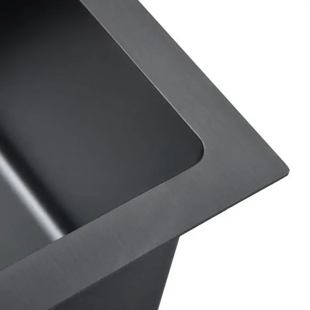 Alt view image 12 of 19 - vidaXL Kitchen Sink Undermount Sink with Strainer Black Stainless Steel Sink