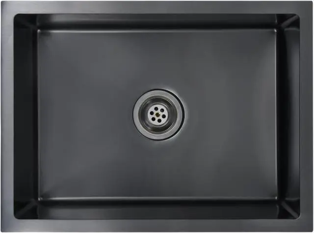 Alt view image 8 of 19 - vidaXL Kitchen Sink Undermount Sink with Strainer Black Stainless Steel Sink