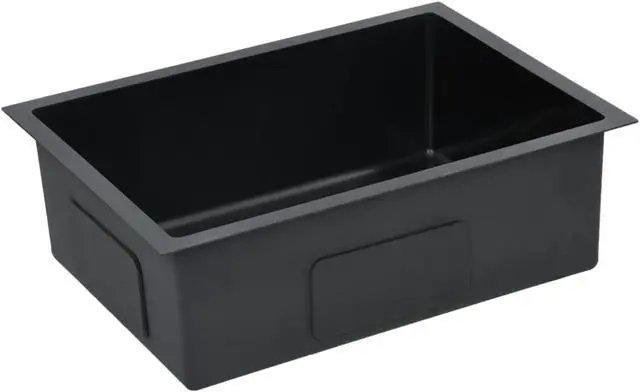 Alt view image 10 of 19 - vidaXL Kitchen Sink Undermount Sink with Strainer Black Stainless Steel Sink