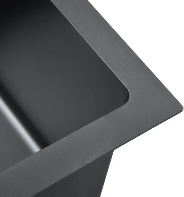 Alt view image 12 of 19 - vidaXL Kitchen Sink Undermount Sink with Strainer Black Stainless Steel Sink