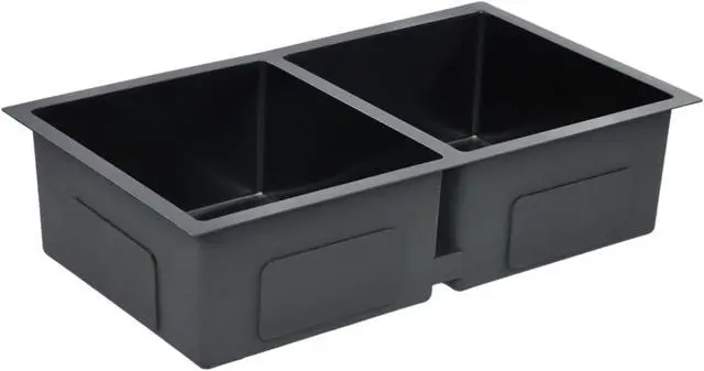 Alt view image 10 of 12 - vidaXL Kitchen Sink Undermount Sink with Strainer Black Stainless Steel Sink