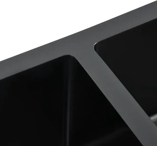 Alt view image 12 of 12 - vidaXL Kitchen Sink Undermount Sink with Strainer Black Stainless Steel Sink