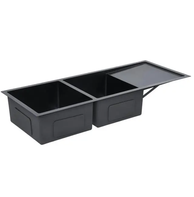 Alt view image 12 of 20 - vidaXL Handmade Kitchen Sink Black Stainless Steel Under-Mount