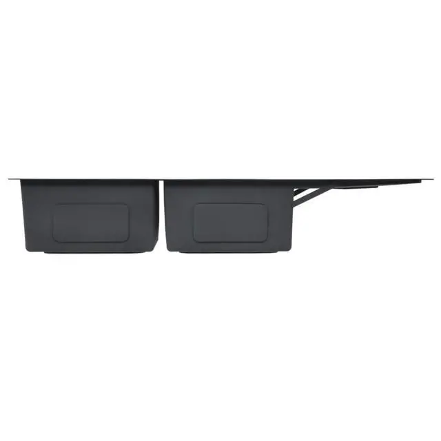 Alt view image 13 of 20 - vidaXL Handmade Kitchen Sink Black Stainless Steel Under-Mount