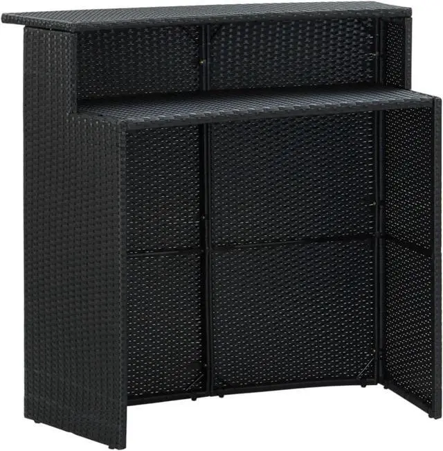 Alt view image 4 of 12 - vidaXL 3 Piece Garden Bar Set with Cushions Black