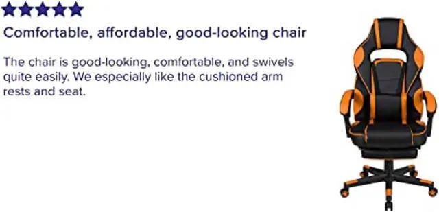 Alt view image 11 of 20 - Flash Furniture X40 Ergonomic LeatherSoft Swivel Gaming Massaging Chair Black/Orange (CH00288OR)