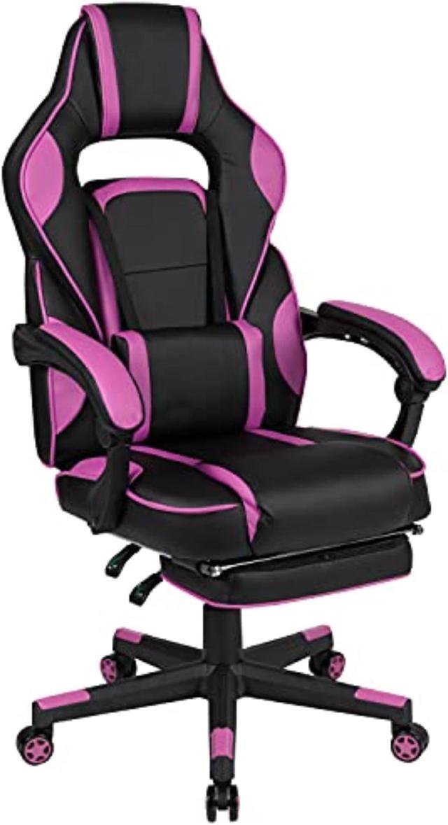 Alt view image 8 of 20 - Flash Furniture X40 Ergonomic LeatherSoft Swivel Gaming Massaging Chair Black/Purple (CH00288PR)