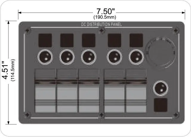 Main image of 5-Switch Voltmeter Panel W/Breakers Black Bulldog Winch