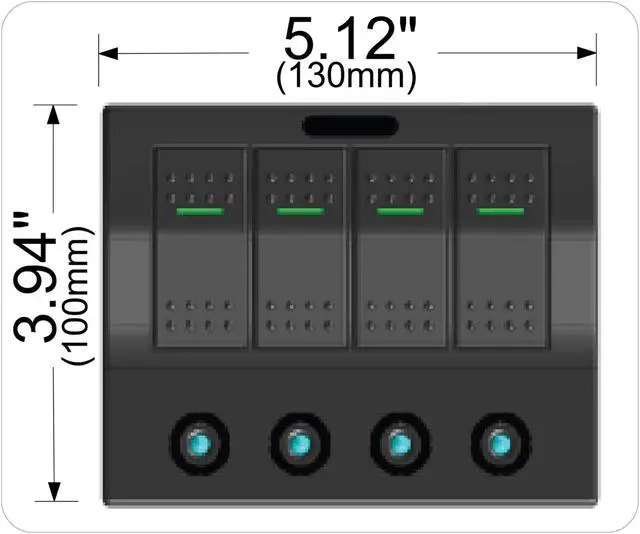 Main image of 4-Switch Panel W/Lighted Breakers Black Bulldog Winch
